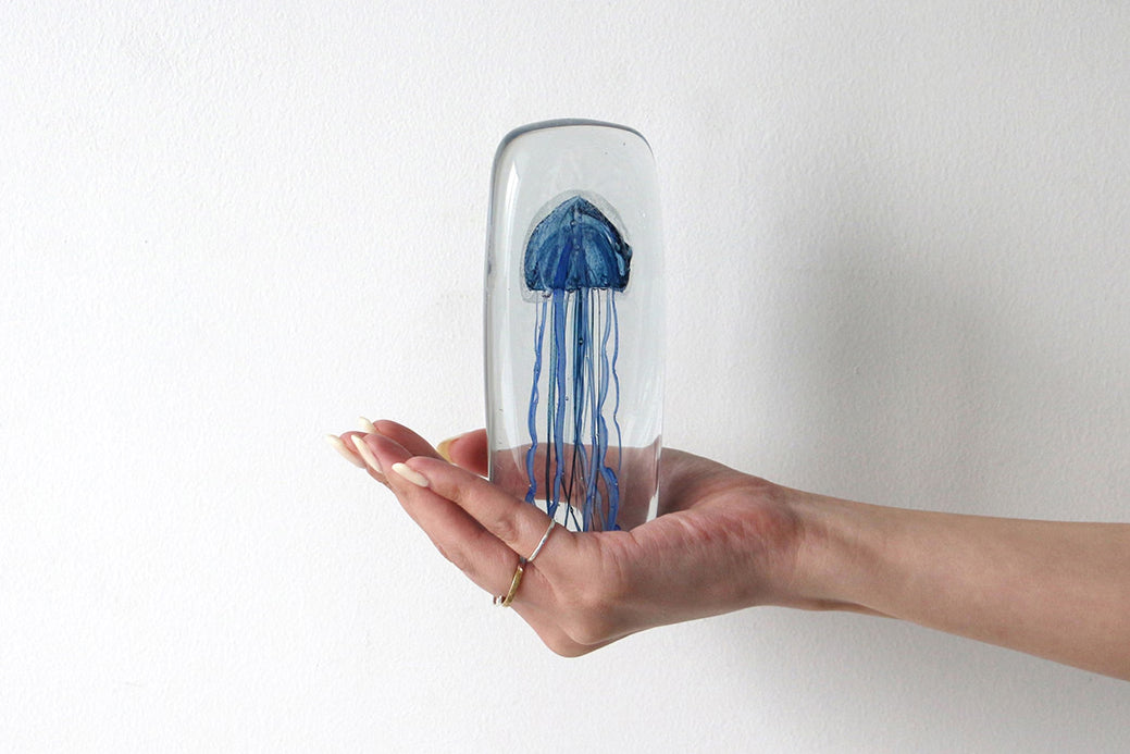 Here by Detail Jellyfish Paper Weight - Tall/Blue | Flywheel | Stationery | Tasmania