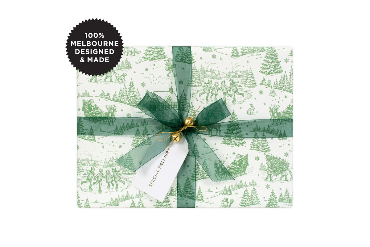 Inky Co Wrap - Christmas Toile General Flywheel Stationery Tasmania