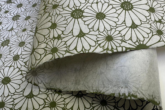 Lokta Gift Wrap - Sunflower Green/Light Grey | Flywheel | Stationery | Tasmania