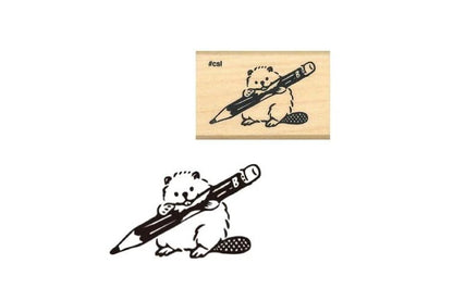 Kodomo No Kao Stamp - Beaver with Pencil | Flywheel | Stationery | Tasmania