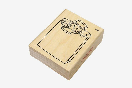 Kodomo No Kao Stamp - Cat in Bag | Flywheel | Stationery | Tasmania