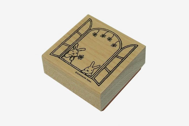 Kodomo No Kao Stamp - Rabbits in Window | Flywheel | Stationery | Tasmania