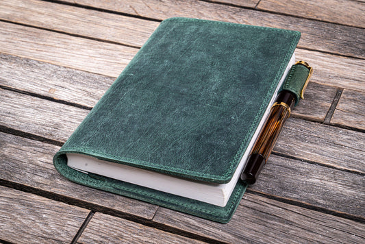 Galen Leather Slim A6 Notebook Cover - Crazy Horse Forest Green | Flywheel | Stationery | Tasmania