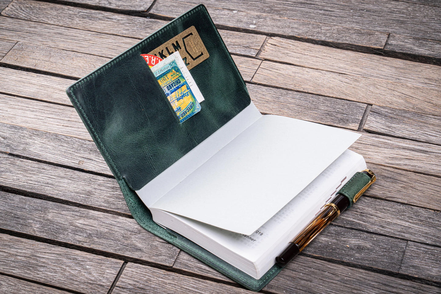 Galen Leather Slim A6 Notebook Cover - Crazy Horse Forest Green | Flywheel | Stationery | Tasmania