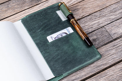 Galen Leather Slim A6 Notebook Cover - Crazy Horse Forest Green | Flywheel | Stationery | Tasmania