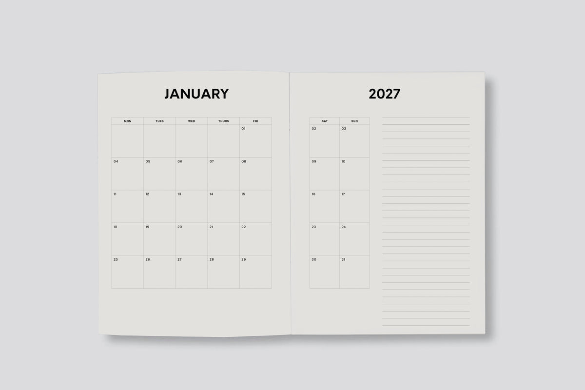 Lettuce 2027 Weekly Diary - Blue Flowers Flywheel Stationery Tasmania
