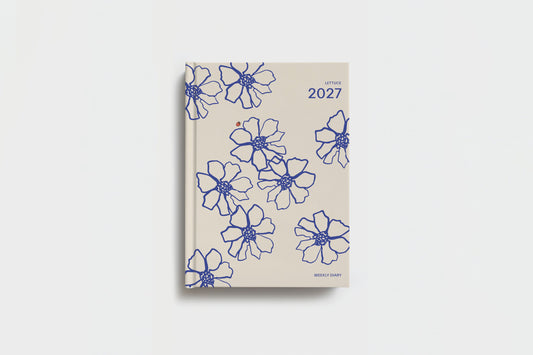 Lettuce 2027 Weekly Diary - Blue Flowers Flywheel Stationery Tasmania