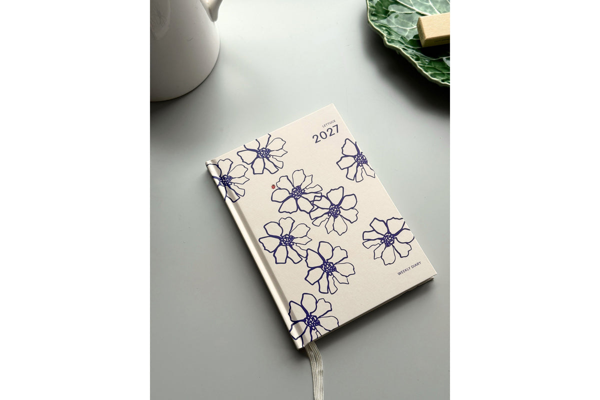 Lettuce 2027 Weekly Diary - Blue Flowers Flywheel Stationery Tasmania