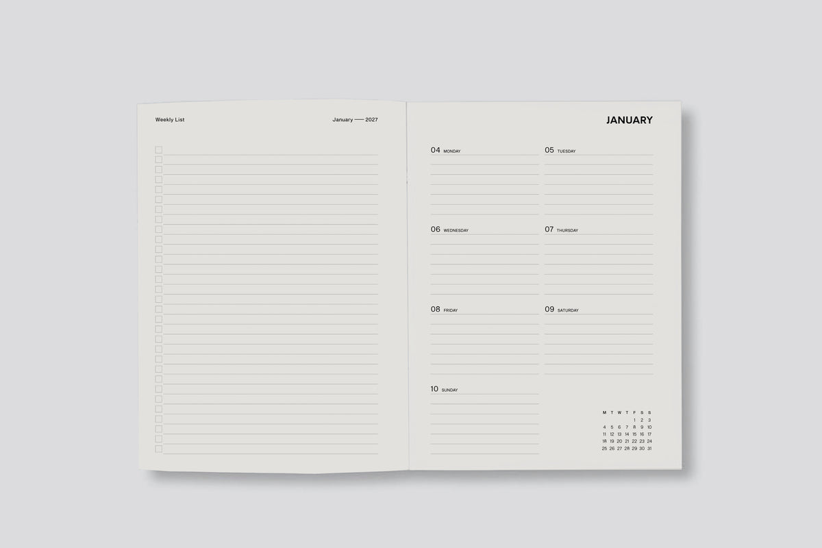 Lettuce 2027 Weekly Diary - Blue Flowers Flywheel Stationery Tasmania