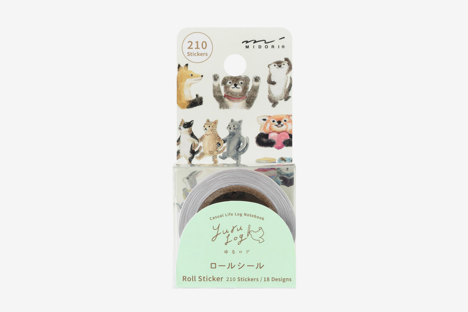 Midori Yuru Log Roll Stickers - Animals Flywheel Stationery Tasmania
