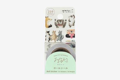 Midori Yuru Log Roll Stickers - Animals Flywheel Stationery Tasmania