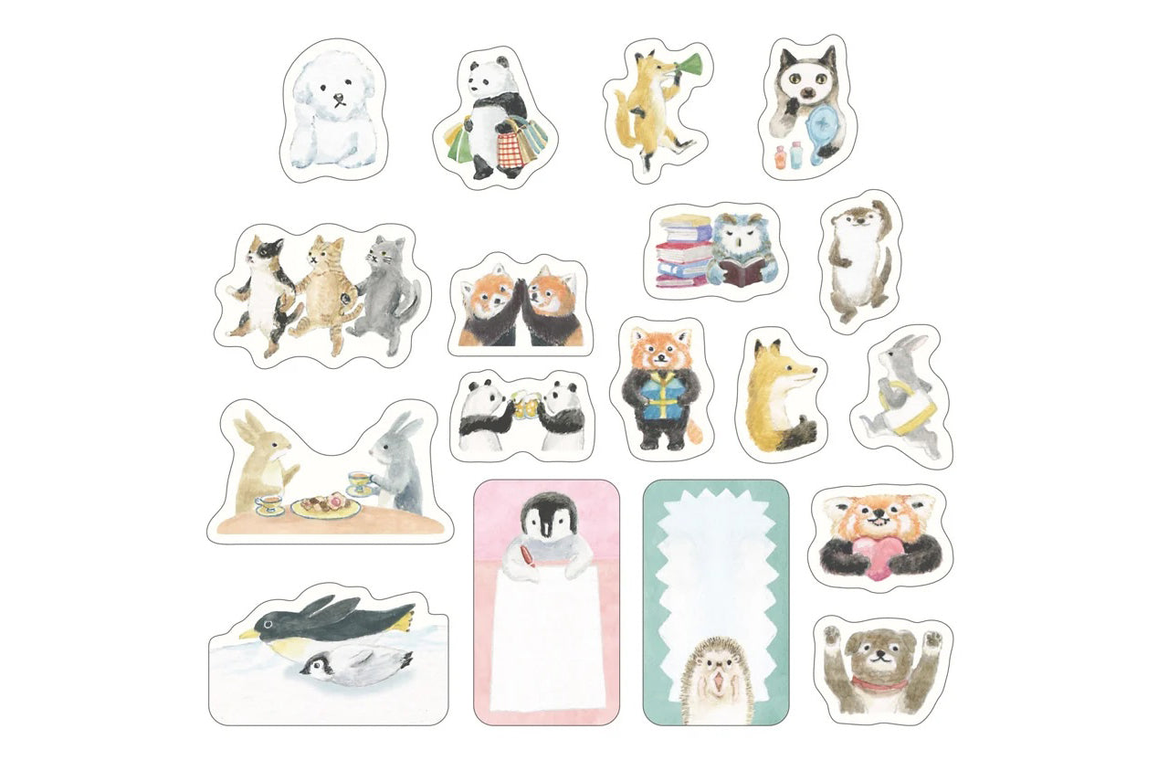Midori Yuru Log Roll Stickers - Animals Flywheel Stationery Tasmania