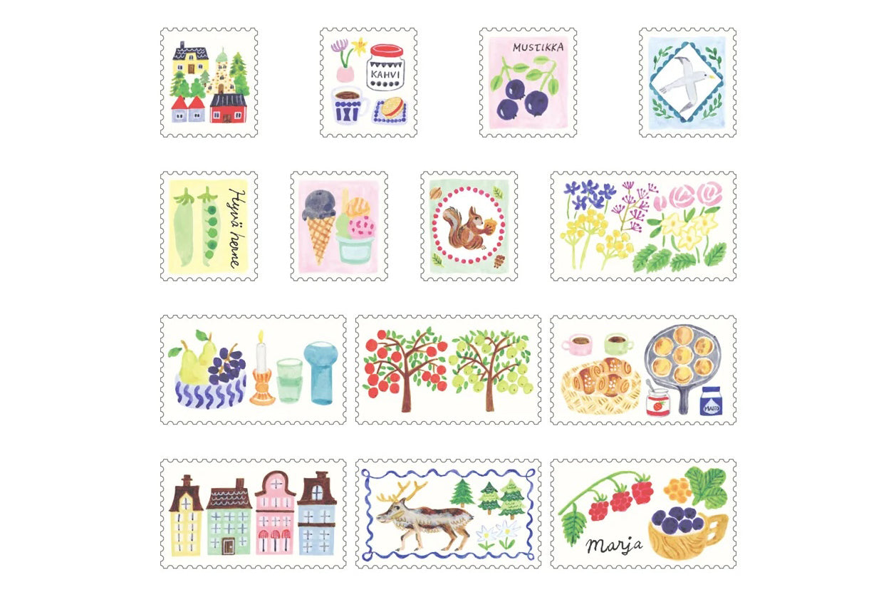 Midori Yuru Log Roll Stickers - Stamps Flywheel Stationery Tasmania