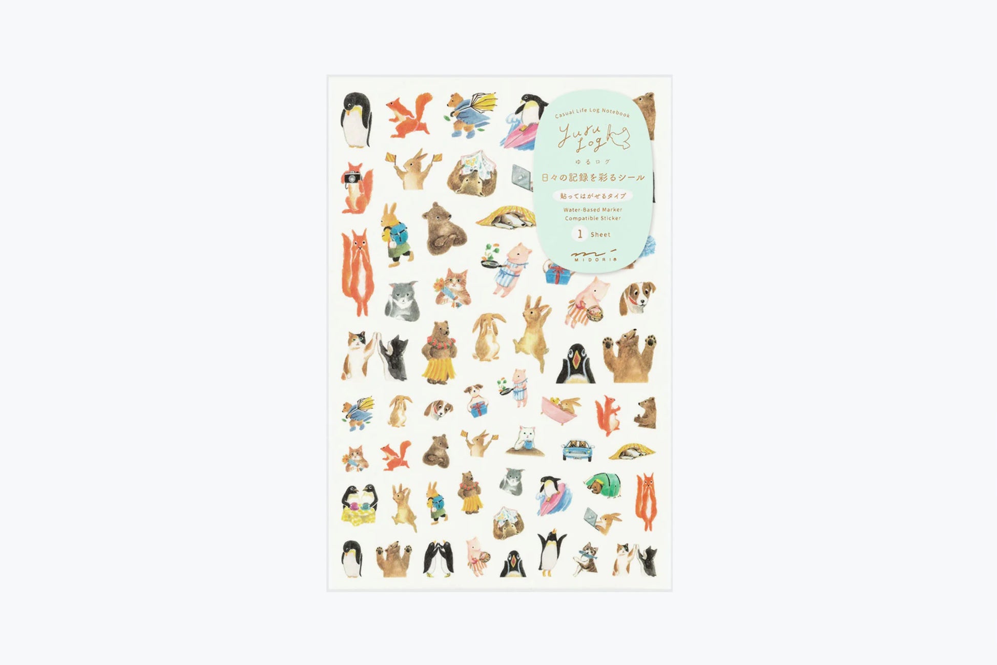 Midori Yuru Log Stickers - Animals | Flywheel | Stationery | Tasmania