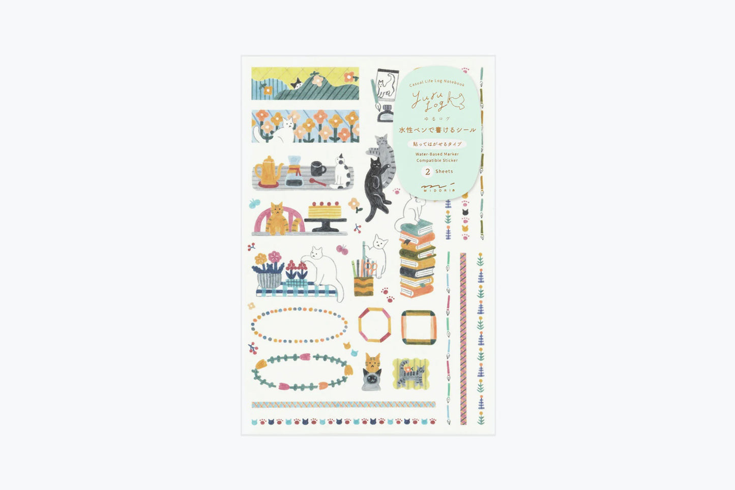 Midori Yuru Log Stickers - Cats | Flywheel | Stationery | Tasmania