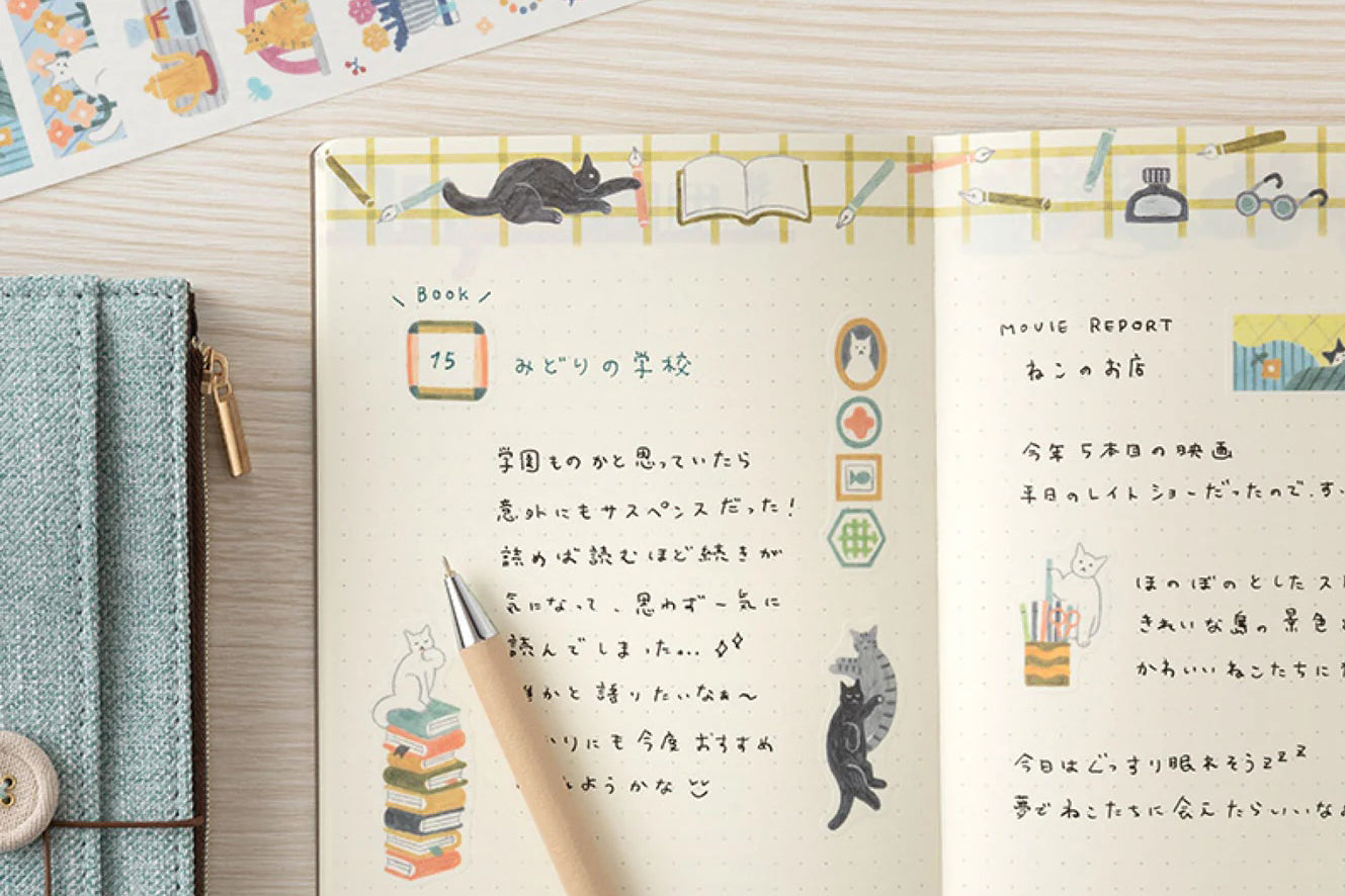 Midori Yuru Log Stickers - Cats | Flywheel | Stationery | Tasmania