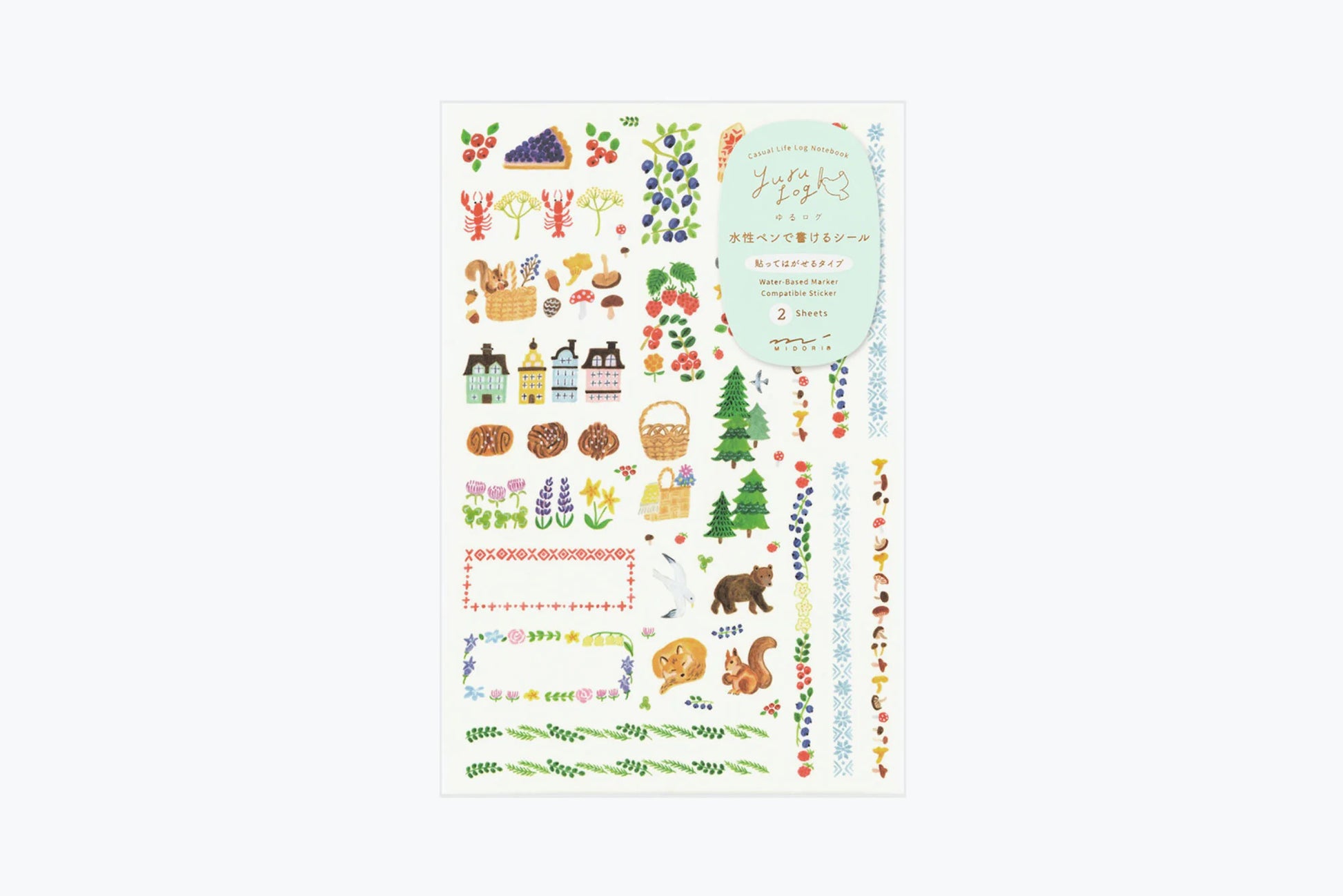 Midori Yuru Log Stickers - Scandi | Flywheel | Stationery | Tasmania