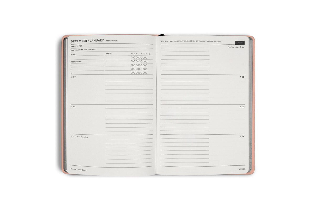 MiGoals 2026 A5 Weekly Diary - Just Peachy | Flywheel | Stationery | Tasmania