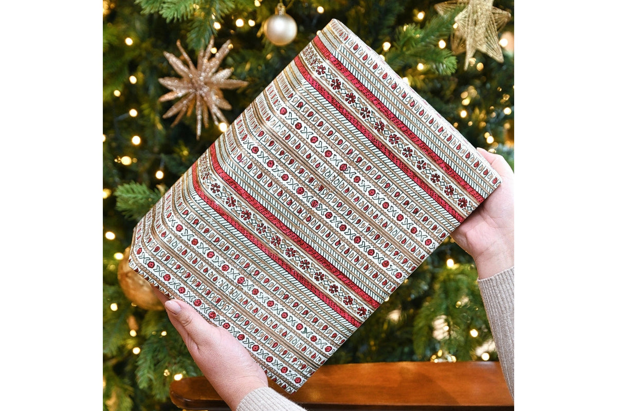Paper Mirchi Block Printed Gift Wrap - Benares Festive Mix Flywheel Stationery Tasmania