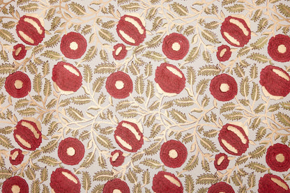Paper Mirchi Block Printed Gift Wrap - Marigold Glitz Scarlet Flywheel Stationery Tasmania