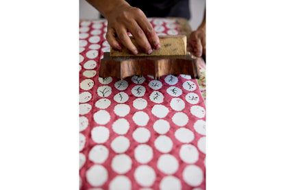 Paper Mirchi Block Printed Gift Wrap - Scallop Tiles Christmas Pudding Flywheel Stationery Tasmania