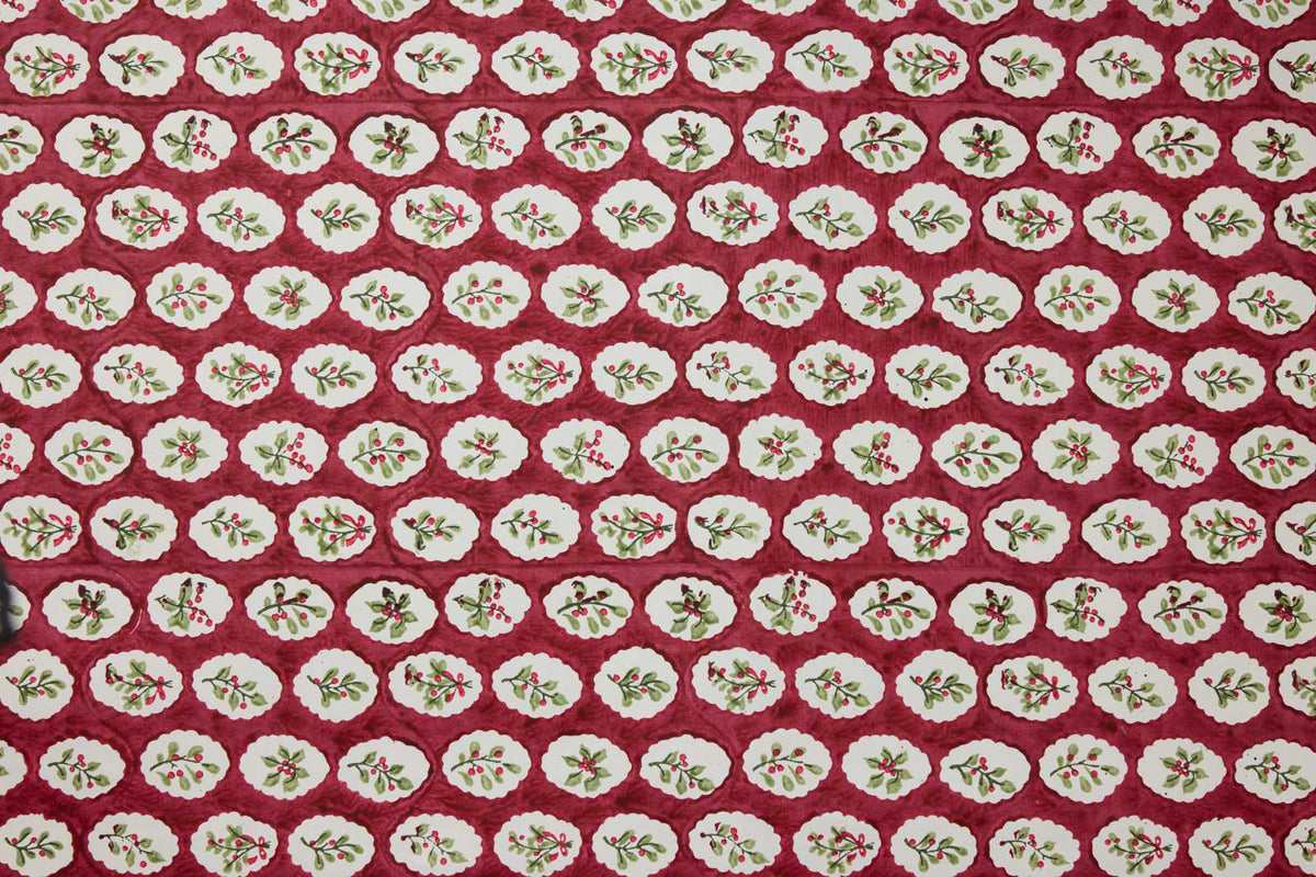 Paper Mirchi Block Printed Gift Wrap - Scallop Tiles Christmas Pudding Flywheel Stationery Tasmania