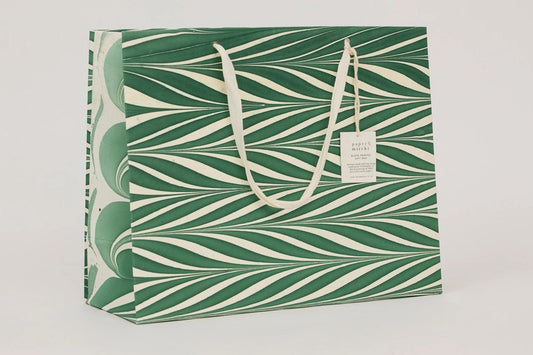 Paper Mirchi Hand Marbled Gift Bag Large - Candy Stripes Green Flywheel Stationery Tasmania