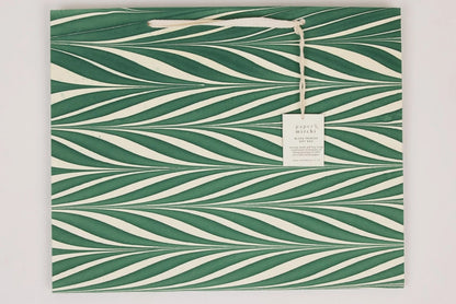 Paper Mirchi Hand Marbled Gift Bag Large - Candy Stripes Green Flywheel Stationery Tasmania
