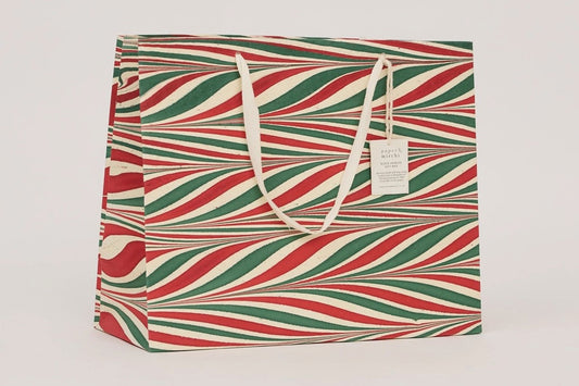 Paper Mirchi Hand Marbled Gift Bag Large - Candy Stripes Jolly Flywheel Stationery Tasmania