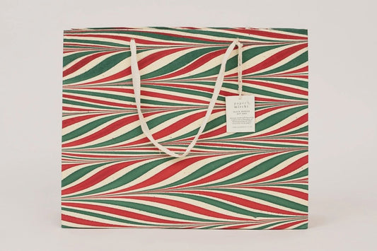 Paper Mirchi Hand Marbled Gift Bag Large - Candy Stripes Jolly Flywheel Stationery Tasmania