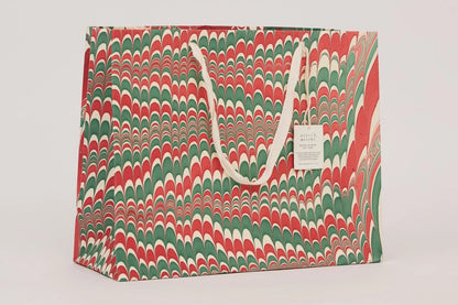 Paper Mirchi Hand Marbled Gift Bag Large - Scallops Jolly Flywheel Stationery Tasmania