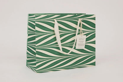 Paper Mirchi Hand Marbled Gift bag Medium - Candy Stripes Green Flywheel Stationery Tasmania