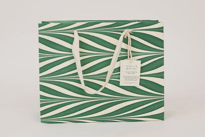 Paper Mirchi Hand Marbled Gift bag Medium - Candy Stripes Green Flywheel Stationery Tasmania