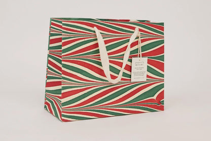 Paper Mirchi Hand Marbled Gift bag Medium - Candy Stripes Jolly Flywheel Stationery Tasmania