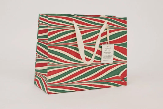 Paper Mirchi Hand Marbled Gift bag Medium - Candy Stripes Jolly Flywheel Stationery Tasmania