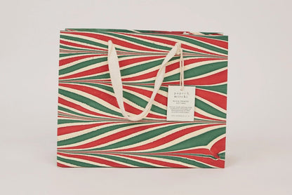 Paper Mirchi Hand Marbled Gift bag Medium - Candy Stripes Jolly Flywheel Stationery Tasmania