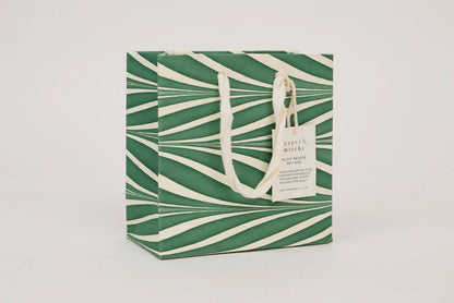 Paper Mirchi Hand Marbled Gift Bag Small - Candy Stripes Green Flywheel Stationery Tasmania