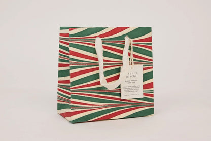 Paper Mirchi Hand Marbled Gift Bag Small - Candy Stripes Jolly Flywheel Stationery Tasmania