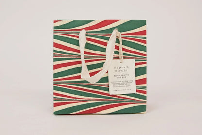 Paper Mirchi Hand Marbled Gift Bag Small - Candy Stripes Jolly Flywheel Stationery Tasmania