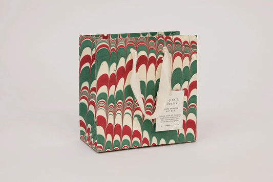 Paper Mirchi Hand Marbled Gift Bag Small - Scallops Jolly Flywheel Stationery Tasmania