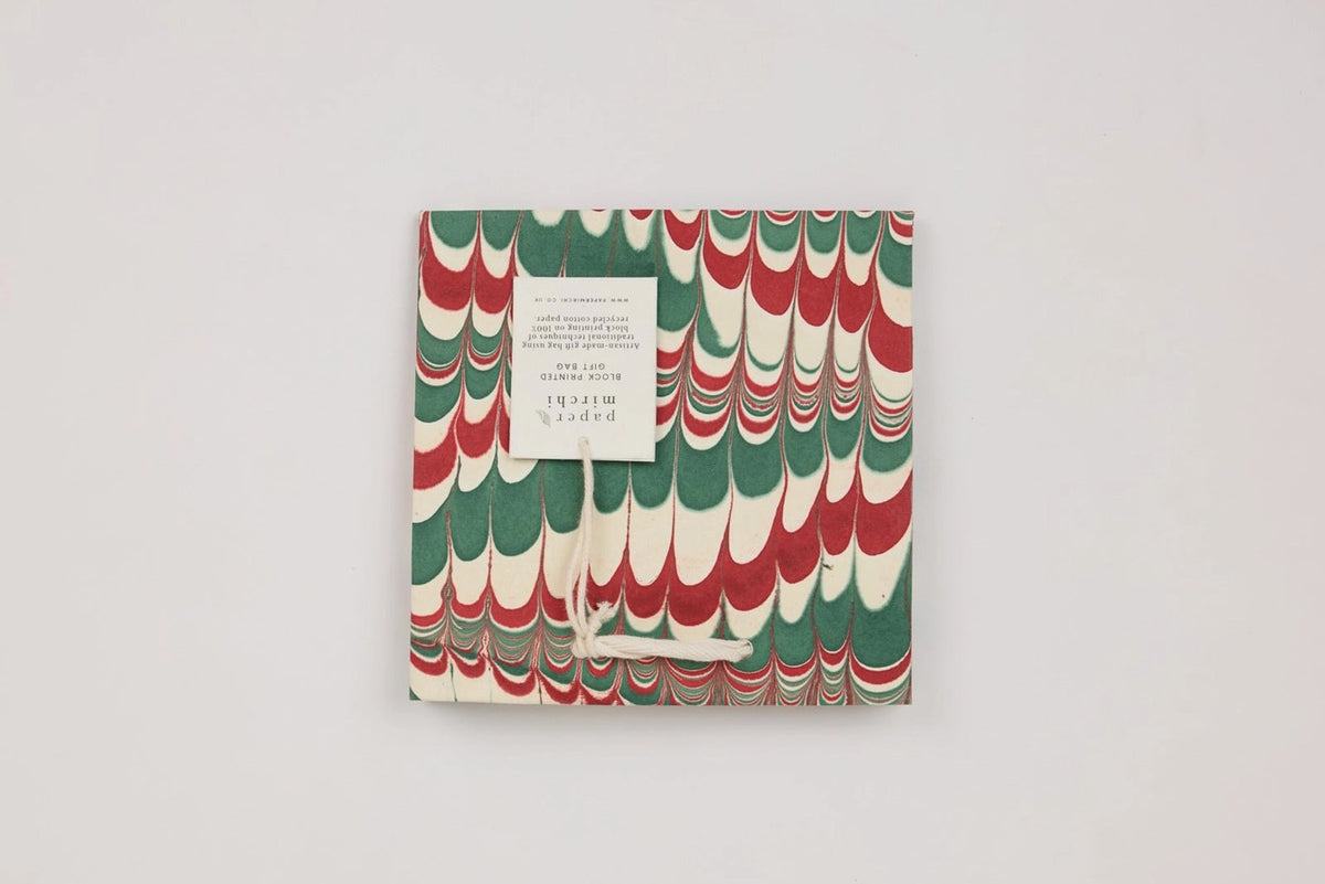 Paper Mirchi Hand Marbled Gift Bag Small - Scallops Jolly Flywheel Stationery Tasmania