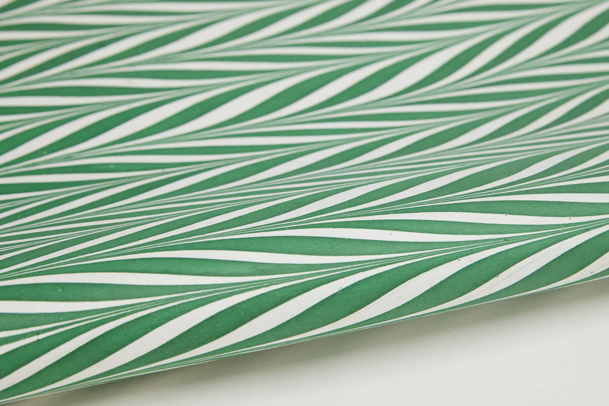 Paper Mirchi Hand Marbled Gift Wrap - Candy Stripes Green Flywheel Stationery Tasmania