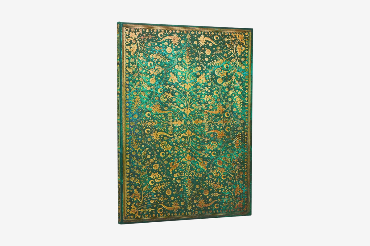 Paperblanks 2027 Grande Vertical Weekly Planner - Emerald Flower