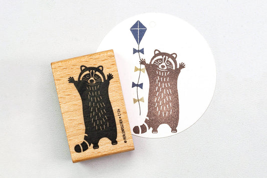 Perlenfischer Rubber Stamp - Racoon | Flywheel | Stationery | Tasmania