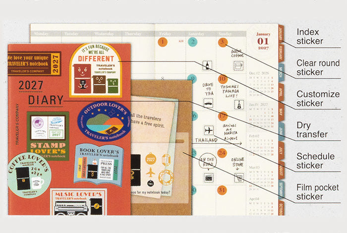 Traveler's Company 2027 Customize Sticker Set Flywheel Stationery Tasmania