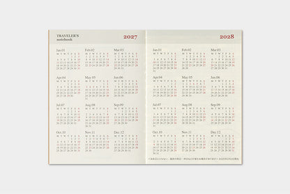 Traveler's Company 2027 Monthly Diary Refill - Passport Flywheel Stationery Tasmania
