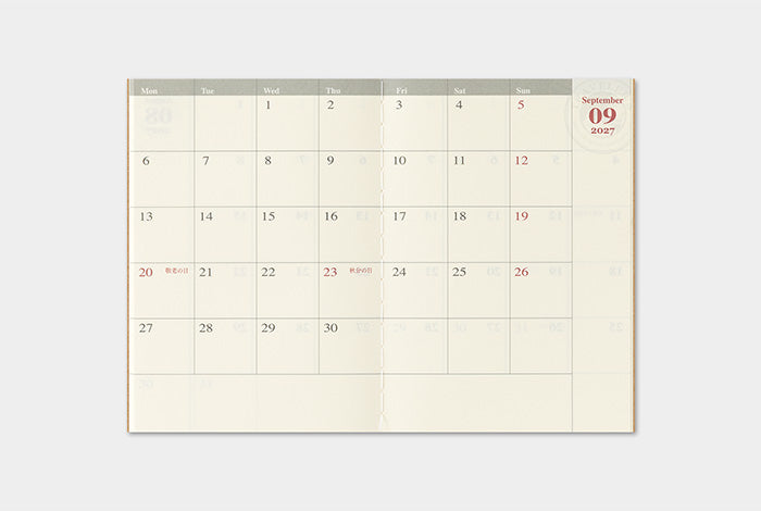 Traveler's Company 2027 Monthly Diary Refill - Passport Flywheel Stationery Tasmania