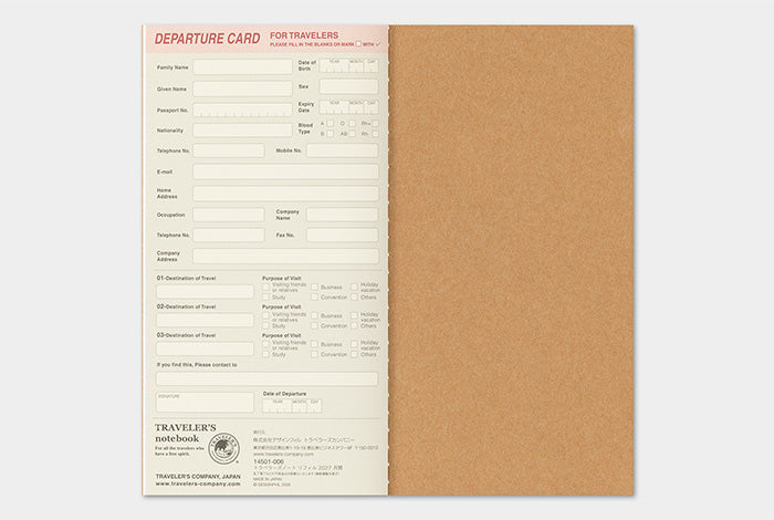 Traveler's Company 2027 Monthly Diary Refill - Regular Flywheel Stationery Tasmania