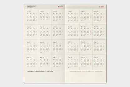 Traveler's Company 2027 Monthly Diary Refill - Regular Flywheel Stationery Tasmania