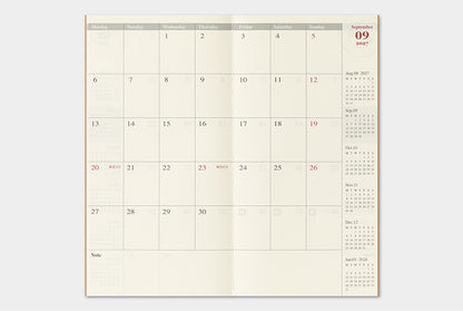Traveler's Company 2027 Monthly Diary Refill - Regular Flywheel Stationery Tasmania